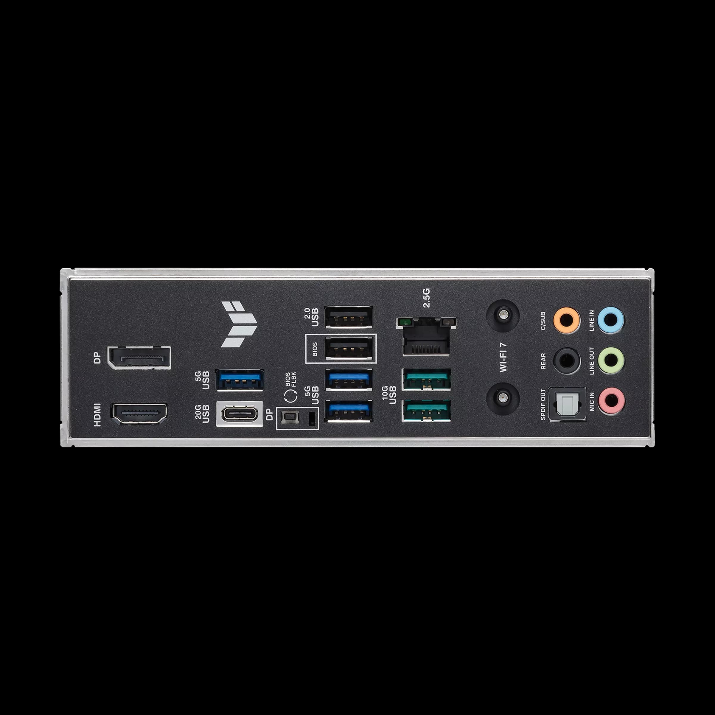 title: ASUS TUF GAMING B860-PLUS WIFI – Rear I/O Ports Overview پنل پشتی مادربرد ASUS TUF GAMING B860-PLUS WIFI با پورتهای USB، LAN و WiFi 7