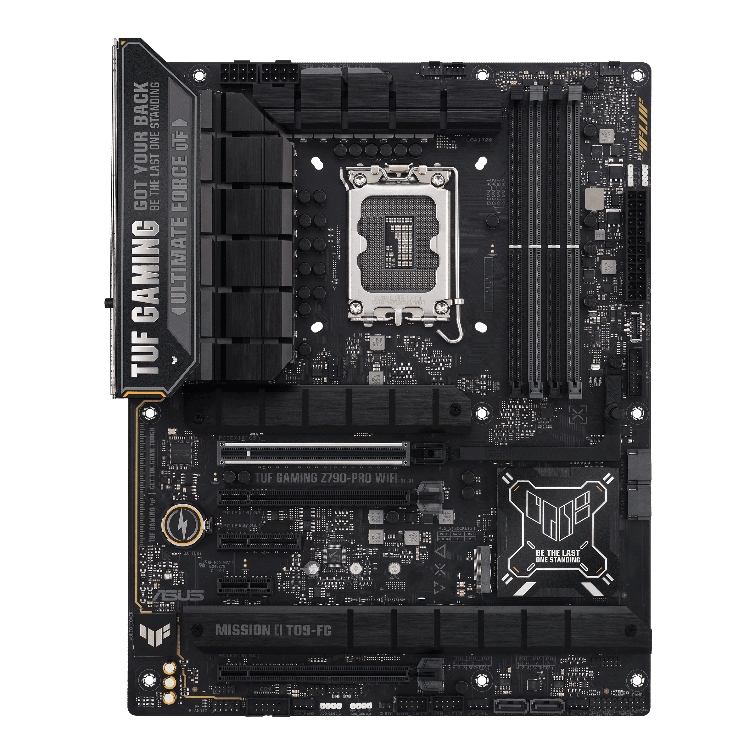 ASUS TUF GAMING Z790-PRO WIFI Motherboard Front Shot تصویر کامل مادربرد ASUS TUF GAMING Z790-PRO WIFI از روبهرو