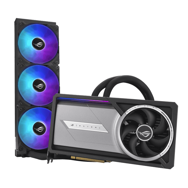 کارت گرافیک اورکلاک شده ASUS ROG Astral LC با خنککننده مایع سیستم خنککننده مایع ROG Astral LC کارت گرافیک RTX 5090