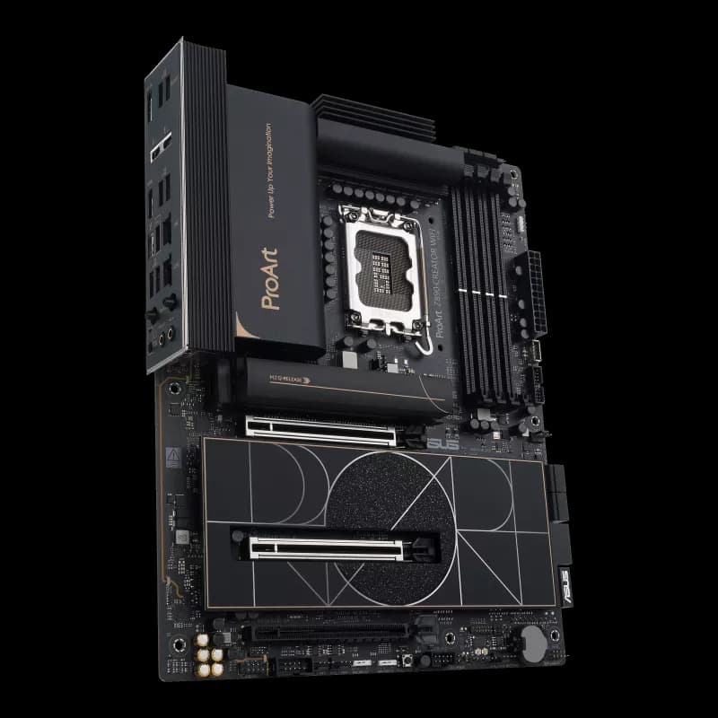 ASUS ProArt Z890-CREATOR WiFi DDR5 Motherboard Top View تصویر مادربرد ASUS ProArt Z890-CREATOR WiFi DDR5 از نمای بالا